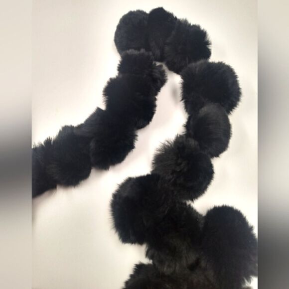 Vintage Fur Ball Black Scarf Winter Women's Accessories - Picture 2 of 10
